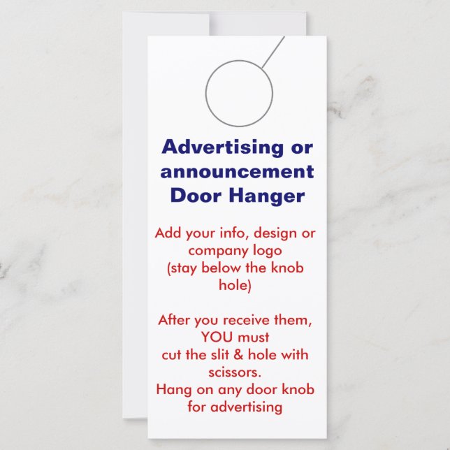 Advertising DOOR HANGER promotion tags (Front)