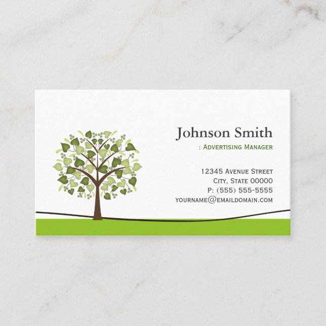 Advertising Manager - Elegant Wish Tree Business Card (Front)