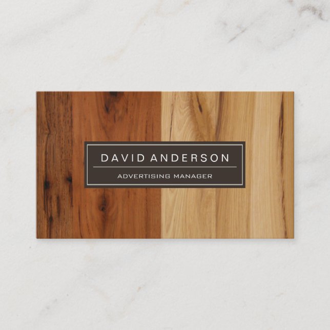Advertising Manager - Wood Grain Look Business Card (Front)