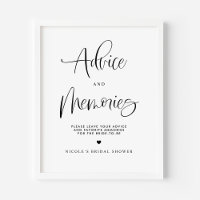 Advice and Memories Cute Calligrahy Bridal Shower