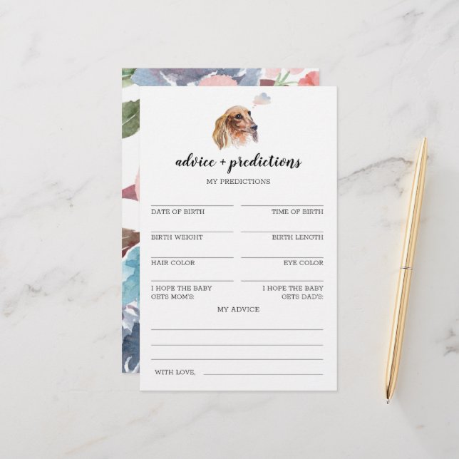 Advice and predictions Dachshund Baby Shower Game (Front/Back In Situ)