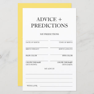 Advice and Predictions Travel Baby Shower Game