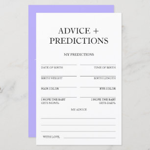 Advice and Predictions Travel Baby Shower Game