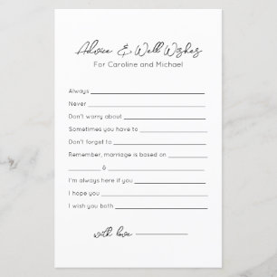 Advice and Well Wishes - Bridal Shower Game