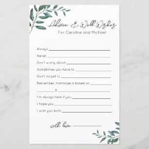 Advice and Well Wishes - Bridal Shower Game