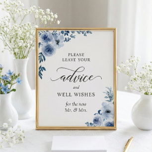 Advice and Well Wishes Sign Dusty Blue Floral