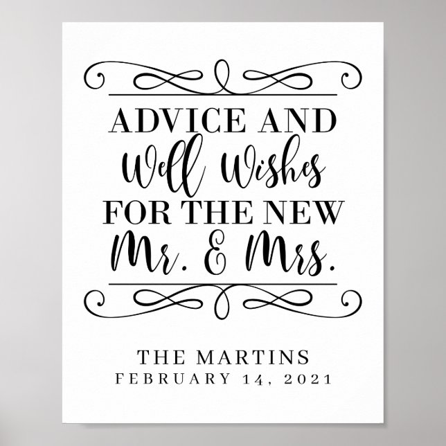 Advice and Well Wishes Wedding Poster/Sign Poster (Front)