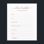 Advice and Wishes<br><div class="desc">These simple, terracotta and white, modern, minimal, handwritten script Advice & Wishes sheets are perfect to have bridal shower, rehearsal dinner or wedding guests fill out for the happy couple. People will love having the prompts - they make it so easy to leave loving words of advice and well wishes....</div>