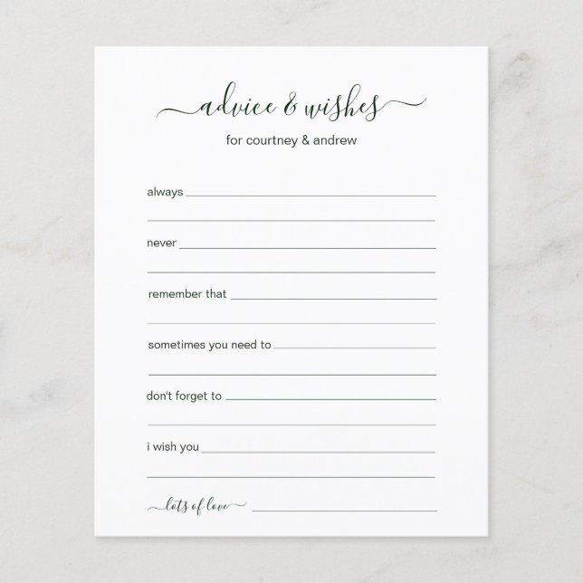 Advice and Wishes (Front)