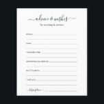 Advice and Wishes<br><div class="desc">These simple, forest green and white, modern, minimal, handwritten script Advice & Wishes sheets are perfect to have bridal shower, rehearsal dinner or wedding guests fill out for the happy couple. People will love having the prompts - they make it so easy to leave loving words of advice and well...</div>