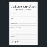 Advice and Wishes<br><div class="desc">These simple, black and white, modern, minimal, handwritten script Advice & Wishes sheets are perfect to have bridal shower, rehearsal dinner or wedding guests fill out for the happy couple. People will love having the prompts - they make it so easy to leave loving words of advice and well wishes....</div>