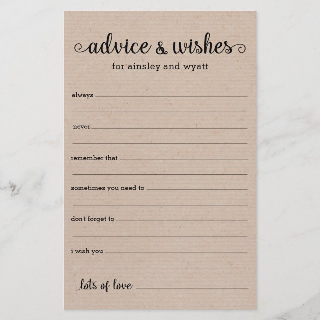 Advice and Wishes  (Front)