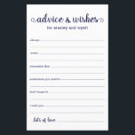 Advice and Wishes<br><div class="desc">These simple, navy blue and white, modern, minimal, handwritten script Advice & Wishes sheets are perfect to have bridal shower, rehearsal dinner or wedding guests fill out for the happy couple. People will love having the prompts - they make it so easy to leave loving words of advice and well...</div>