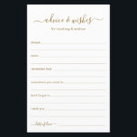 Advice and Wishes<br><div class="desc">These simple, gold and white, modern, minimal, handwritten script Advice & Wishes sheets are perfect to have bridal shower, rehearsal dinner or wedding guests fill out for the happy couple. People will love having the prompts - they make it so easy to leave loving words of advice and well wishes....</div>