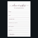 Advice and Wishes<br><div class="desc">These simple, burgundy and white, modern, minimal, handwritten script Advice & Wishes sheets are perfect to have bridal shower, rehearsal dinner or wedding guests fill out for the happy couple. People will love having the prompts - they make it so easy to leave loving words of advice and well wishes....</div>