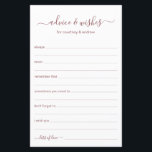 Advice and Wishes<br><div class="desc">These simple, rose gold and white, modern, minimal, handwritten script Advice & Wishes sheets are perfect to have bridal shower, rehearsal dinner or wedding guests fill out for the happy couple. People will love having the prompts - they make it so easy to leave loving words of advice and well...</div>