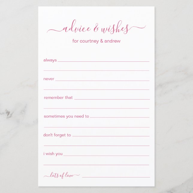 Advice and Wishes (Front)