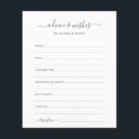 Advice and Wishes<br><div class="desc">These simple, grey and white, modern, minimal, handwritten script Advice & Wishes sheets are perfect to have bridal shower, rehearsal dinner or wedding guests fill out for the happy couple. People will love having the prompts - they make it so easy to leave loving words of advice and well wishes....</div>
