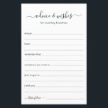Advice and Wishes<br><div class="desc">These simple, forest green and white, modern, minimal, handwritten script Advice & Wishes sheets are perfect to have bridal shower, rehearsal dinner or wedding guests fill out for the happy couple. People will love having the prompts - they make it so easy to leave loving words of advice and well...</div>