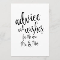 Advice and Wishes Affordable Wedding Sign