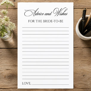 Advice and Wishes Bridal Shower Game