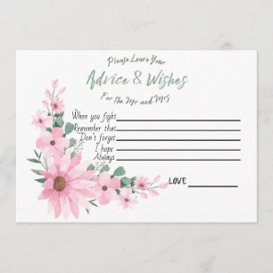 Advice and Wishes Bridal Shower Pink Flowers Card