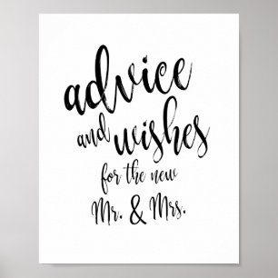 Advice and Wishes Calligraphy 8x10 Wedding Sign