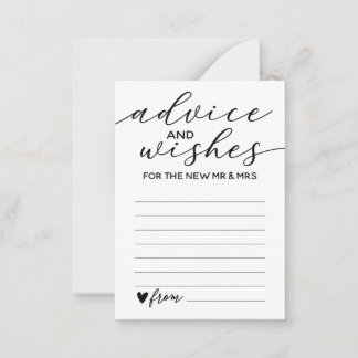 Advice And Wishes Card For The New Mr And Mrs