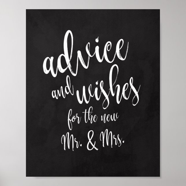Advice and Wishes Chalkboard 8x10 Wedding Sign (Front)