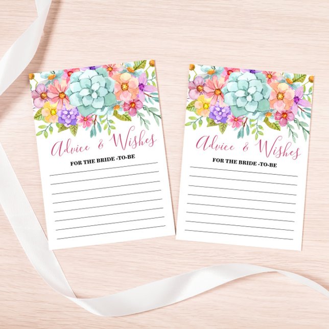 Advice and Wishes Colourful Floral Bridal Game Car Invitation (Creator Uploaded)