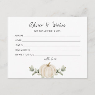 Advice and Wishes Fall Pumpkin Bridal Shower Card