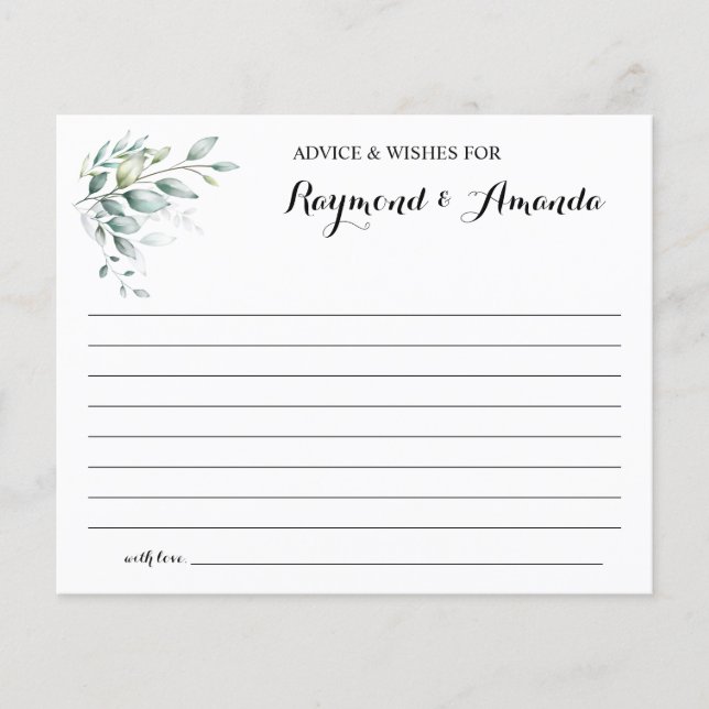 Advice and Wishes for Couple Bridal Shower card (Front)