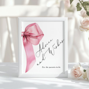 Advice and wishes for new parents pink Bow Poster