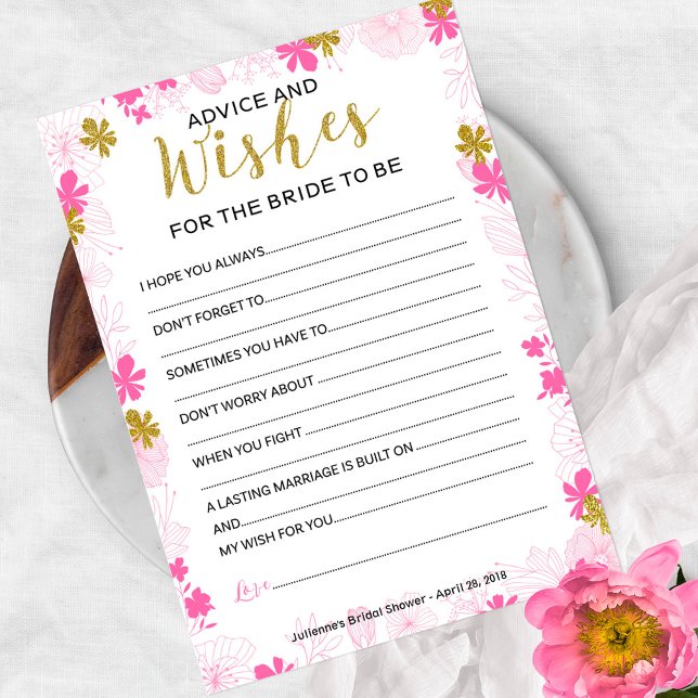 Advice and Wishes for the Bride | Pink Floral (Creator Uploaded)