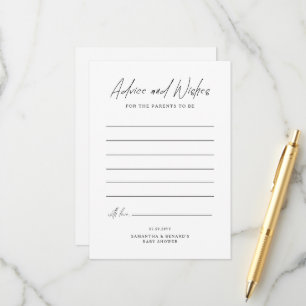 Advice and Wishes Parents To Be Script Baby Shower Card