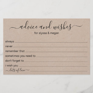 Advice and Wishes Rustic LGBTQ Wedding