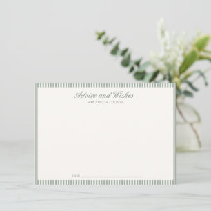 Advice and Wishes Sage Green Stripe Classic Script Card