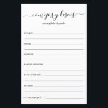 Advice and Wishes Spanish<br><div class="desc">These simple, black and white, modern, minimal, handwritten script Consejos y deseos sheets are perfect to have for your bridal shower, rehearsal dinner or wedding guests fill out for the happy couple. People will love having the prompts - they make it so easy to leave loving words of advice and...</div>