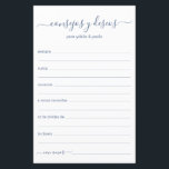 Advice and Wishes Spanish<br><div class="desc">These simple, modern, minimal, dusty blue coloured handwritten script Consejos y Deseos sheets are perfect to have for your bridal shower, rehearsal dinner or wedding guests fill out for the happy couple. People will love having the prompts - they make it so easy to leave loving words of advice and...</div>