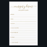Advice and Wishes Spanish<br><div class="desc">These simple, modern, minimal, gold coloured handwritten script Consejos y Deseos sheets are perfect to have for your bridal shower, rehearsal dinner or wedding guests fill out for the happy couple. People will love having the prompts - they make it so easy to leave loving words of advice and well...</div>