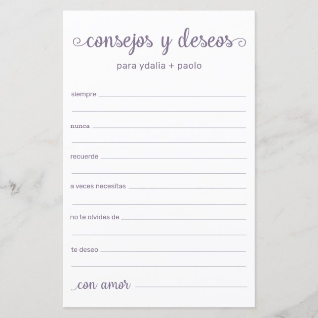 Advice and Wishes Spanish (Front)