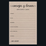Advice and Wishes Spanish<br><div class="desc">These simple, black and white, rustic, minimal, handwritten script Spanish Advice & Wishes/Consejos y Deseos sheets are perfect to have bridal shower, rehearsal dinner or wedding guests fill out for the happy couple. People will love having the prompts - they make it so easy to leave loving words of advice...</div>