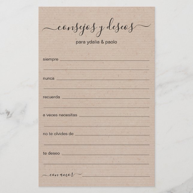 Advice and Wishes Spanish (Front)