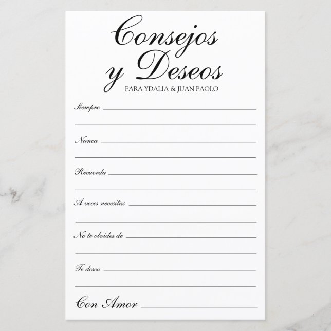 Advice and Wishes Spanish (Front)