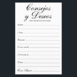 Advice and Wishes Spanish<br><div class="desc">These elegant, black and white, modern, handwritten Spanish script Consejos y Deseos/Advice & Wishes sheets are perfect to have for your bridal shower, rehearsal dinner or wedding guests fill out for the happy couple. People will love having the prompts - they make it so easy to leave loving words of...</div>