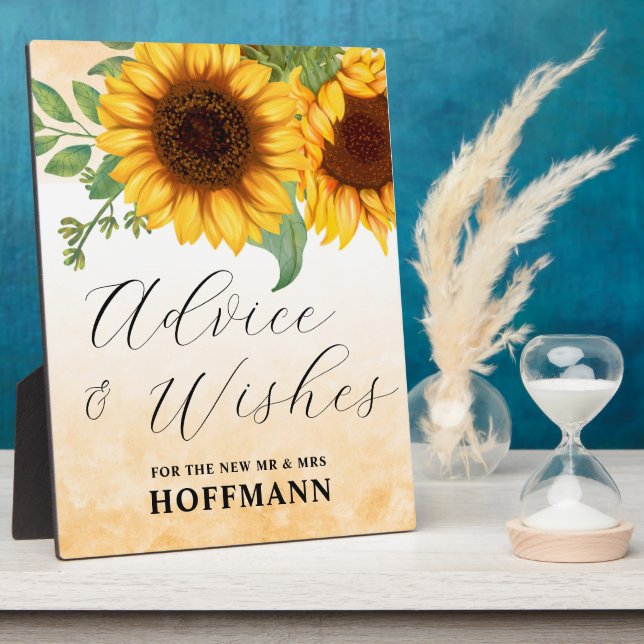 Advice and Wishes Sunflower sign Tabletop Plaque (Side)