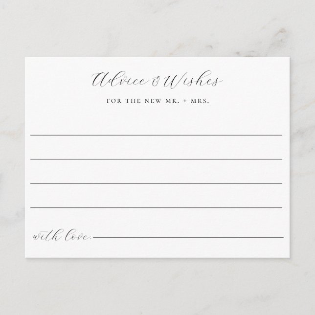 Advice and Wishes Wedding Note Card (Front)