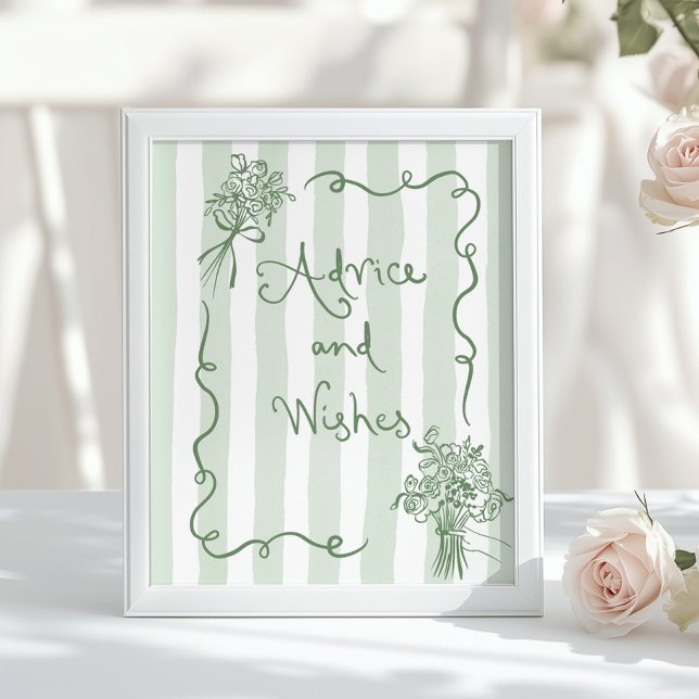 Advice and wishes Whimsical Sagge green Bridal Poster (Creator Uploaded)