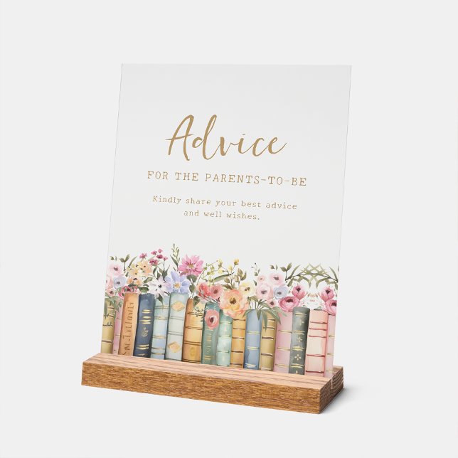 Advice Baby Shower Acrylic Sign (Wildflower Book Advice Baby Shower Acrylic Sign by Painted Paperie)
