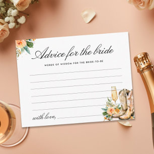 Advice Boots and Bubbly Western Bridal Shower Enclosure Card